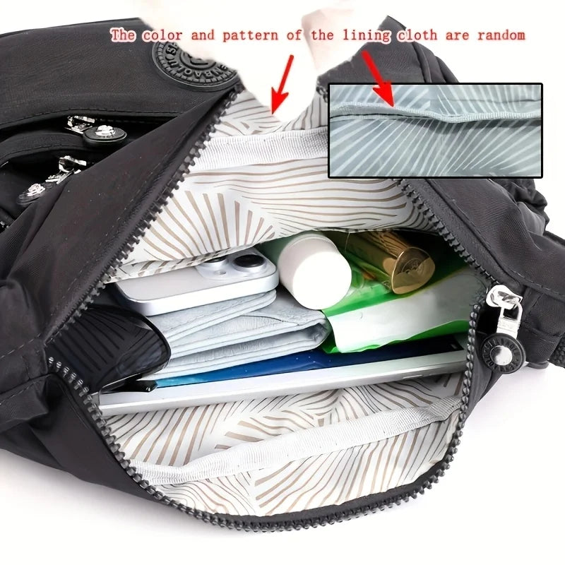 Lightweight Black Nylon Chic Crossbody Bag Women Adjustable Strap