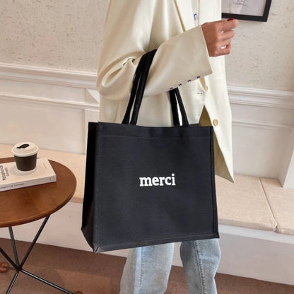 Large Canvas Tote Bag with Double Thick Handles for Women