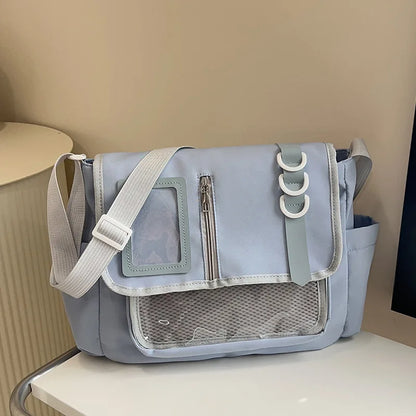 Y2k Japanese Harajuku School Bags Girls Transparent Itabag Shoulder Crossbody Bag Diy Badges Display