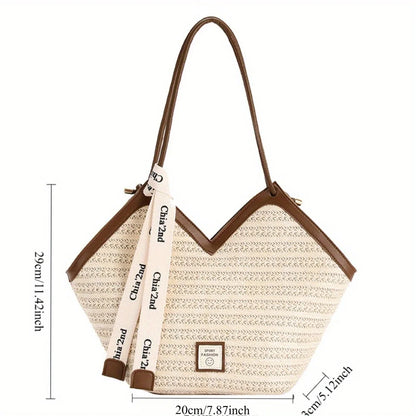 Straw Woven Beach Tote Bag – Women's Lightweight Shoulder Handbag