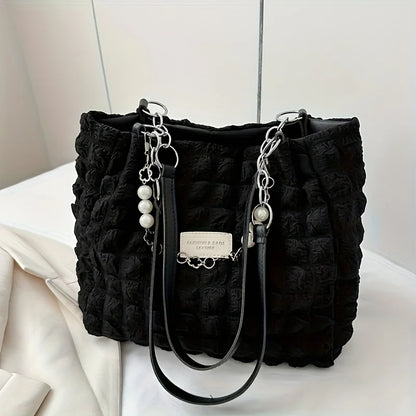 Large Capacity Cloud Tote Bag – Quilted Nylon Women's Shoulder Bag