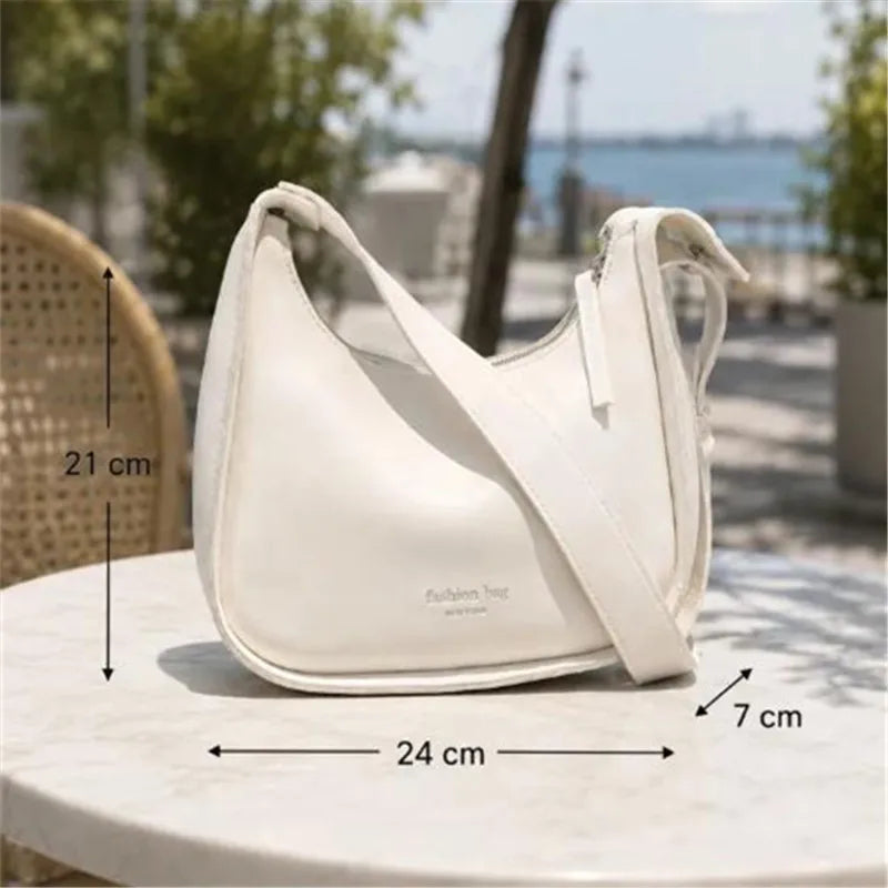 Crescent Crossbody Bag – Retro PU Leather Shoulder Purse for Women