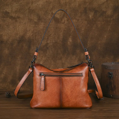 Retro Women S Crossbody Bag Large Capacity Top Layer Cowhide Casual Single-Shoulder Bag Fashionable