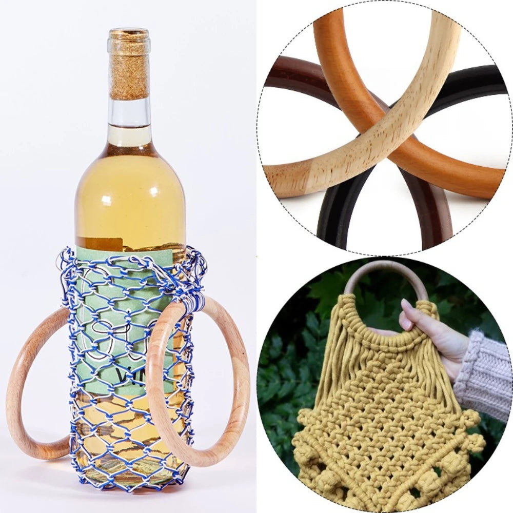 Wooden Handbag Handles Round Diy Purse Bags Handgrip Replacements Tote Bag Strap Parts Accessories