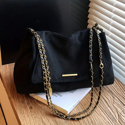 Retro Suede Chain Shoulder Bag – Large Capacity Crossbody Handbag for Women