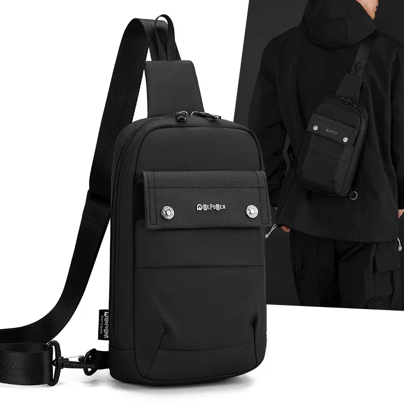 Men S Nylon Fabric Waterproof Lightweight Crossbody Bag Simple Sporty Single-Shoulder Commuting