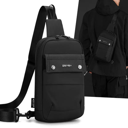 Men S Nylon Fabric Waterproof Lightweight Crossbody Bag Simple Sporty Single-Shoulder Commuting