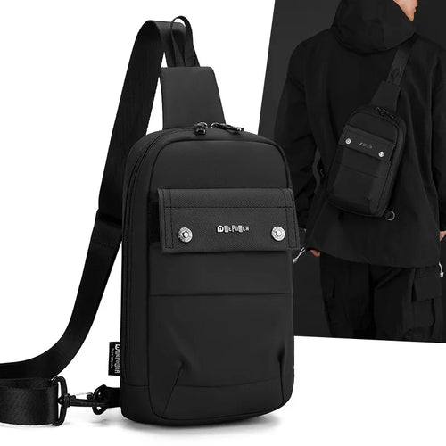 Men S Nylon Fabric Waterproof Lightweight Crossbody Bag Simple Sporty Single-Shoulder Commuting