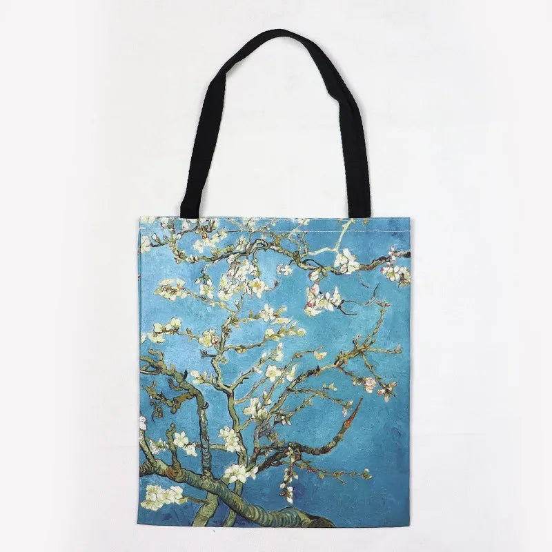 Van Gogh Starry Night Canvas Tote Bag – Art-Inspired Women's Shoulder Bag