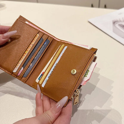 Women's Short PU Leather Wallet with Card Holder & Zipper