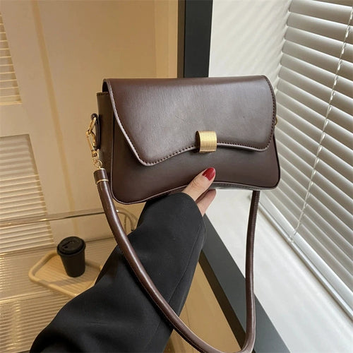 Vegan Leather Crossbody Bag – Lightweight Flap Purse for Office & Daily Use