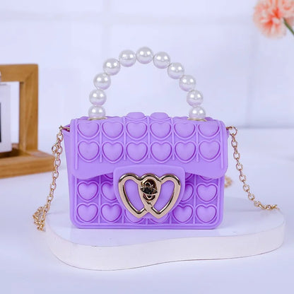 Silicone Love Bubble Jelly Bag Popper Pressure Relieving Purse Cute Chain Crossbody Bag