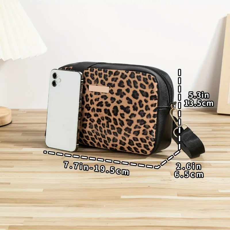 Leopard Print Crossbody Bag – Women's Casual Shoulder Bag