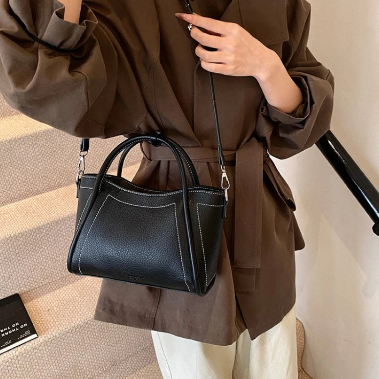 Leather Tote Bag – Vintage Top Handle Crossbody Handbag for Women