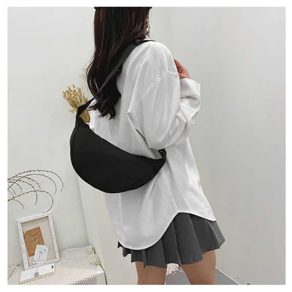 Homefish Women S Nylon Large-Capacity Dumpling Shoulder Bag Solid Color Simple Casual Handbag Daily