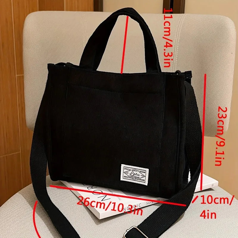 Canvas Tote Bag with Detachable Adjustable Crossbody Strap