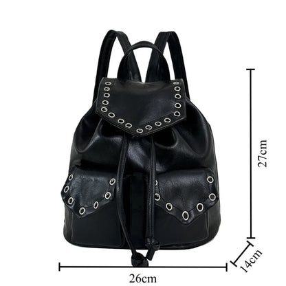 Rivet PU Leather Backpack for Women – Trendy Waterproof School & Travel Bag