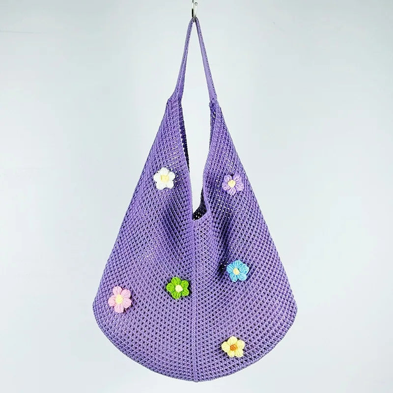 Summer Beach Tote Shoulder Bag Straw Weav Handbag Large Capacity Vacation Weaving Hollow Bags Women