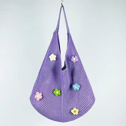 Summer Beach Tote Shoulder Bag Straw Weav Handbag Large Capacity Vacation Weaving Hollow Bags Women