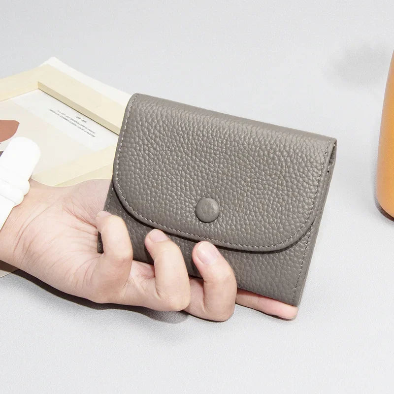 Small Purse Mini Simple Solid Color Leather Coin Card Bag Inside Outside All Woman