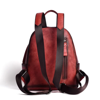 Leather Women S Backpack Multi-Functional Retro Multi-Compartment