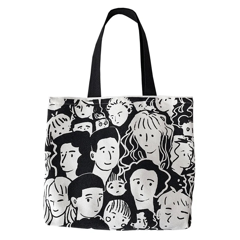 Canvas Tote Bag – Large Capacity Cute Print Shoulder Bag