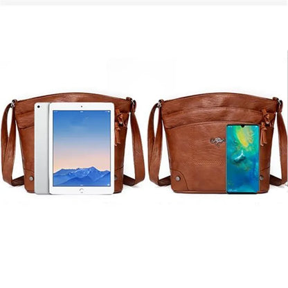 Retro Soft Leather Crossbody Bag – Multi-Pocket Shoulder Bag