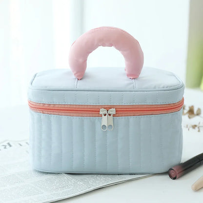 Vertical Stripe Color-Blocking Cosmetic Bag Large-Capacity Waterproof Polyester Storage Bag