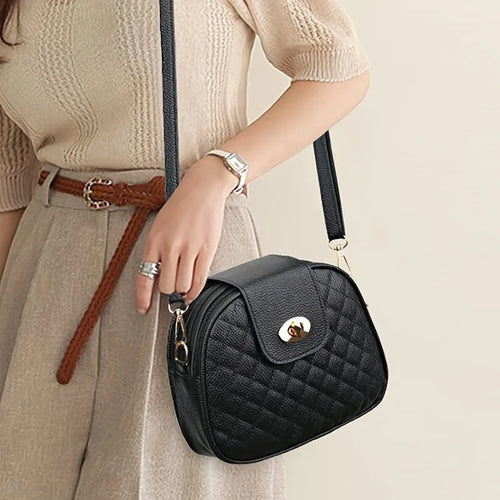 Quilted Crossbody Bag for Women – Vintage Lock Shoulder Purse