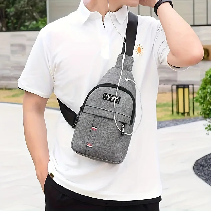 Men S Nylon Sling Bag Multi-Pocket Crossbody Chest Pack Travel Sports Crossbody Bag