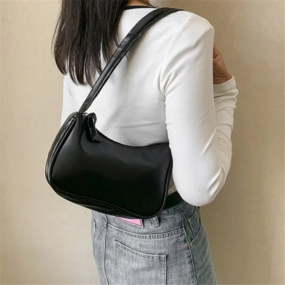 PU Leather Shoulder Bag – Chic Small Square Underarm Bag for Women
