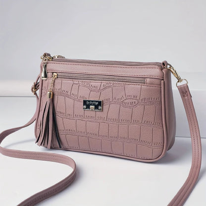 Crocodile Embossed Crossbody Bag – Women's Small Shoulder Purse with Tassel