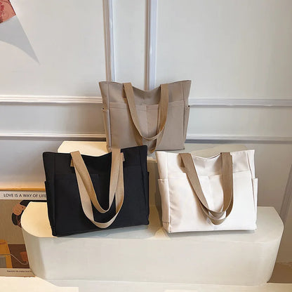 Canvas Tote Bag – Large Capacity Japanese Style Shoulder Bag