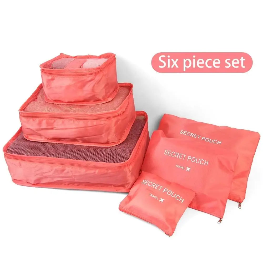 Homefish 6pcs Oxford Waterproof Fabric Packing Cubes Travel Storage Organizer Clothes Shoes