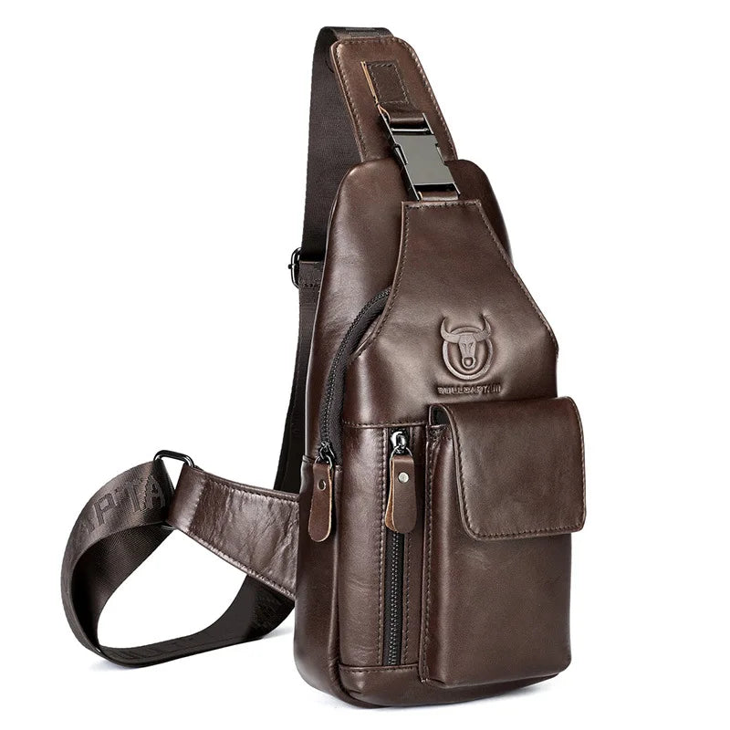 Retro Men S Genuine Leather Single-Shoulder Crossbody Bag Top Layer Cowhide Front Shoulder Bag