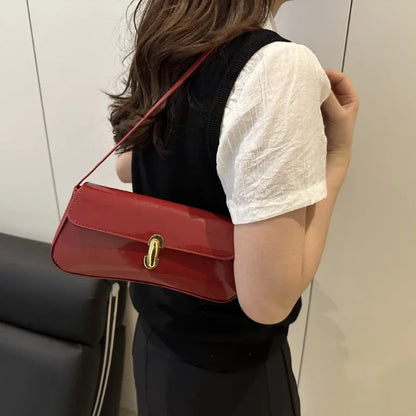 Patent Leather Underarm Bag – Chic Baguette Shoulder Bag