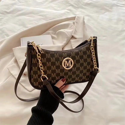 Crossbody Shoulder Bag for Women – Monogram Chain Strap Handbag