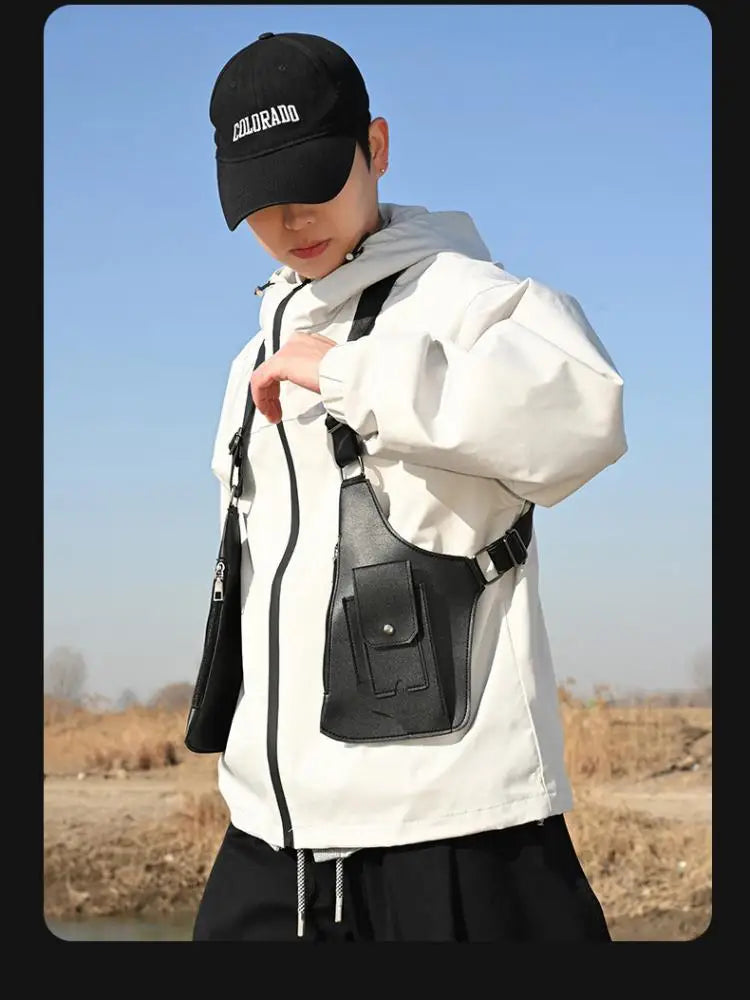 Homefish Double Shoulder Strap Tactical Fishing Bag Waterproof Pu Multi-Pocket Outdoor Anti-Theft