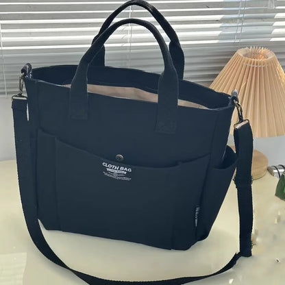 Large Canvas Tote Bag – Minimalist Shoulder & Crossbody Commuter Bag