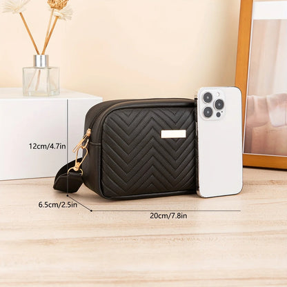 Quilted Crossbody Bag – Mini PU Leather Shoulder & Phone Purse