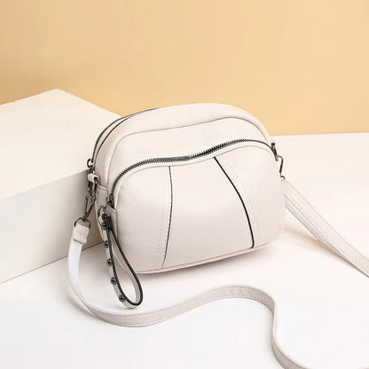 Women's Leather Crossbody Bag – Multi-Zip Shoulder Purse