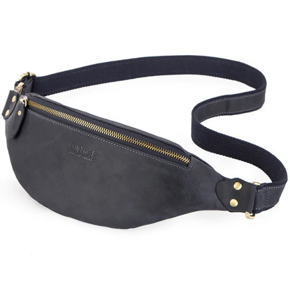 Retro Crazy Horse Cowhide Men S Waist Bag Large Capacity Mobile Phone Storage - Waterproof