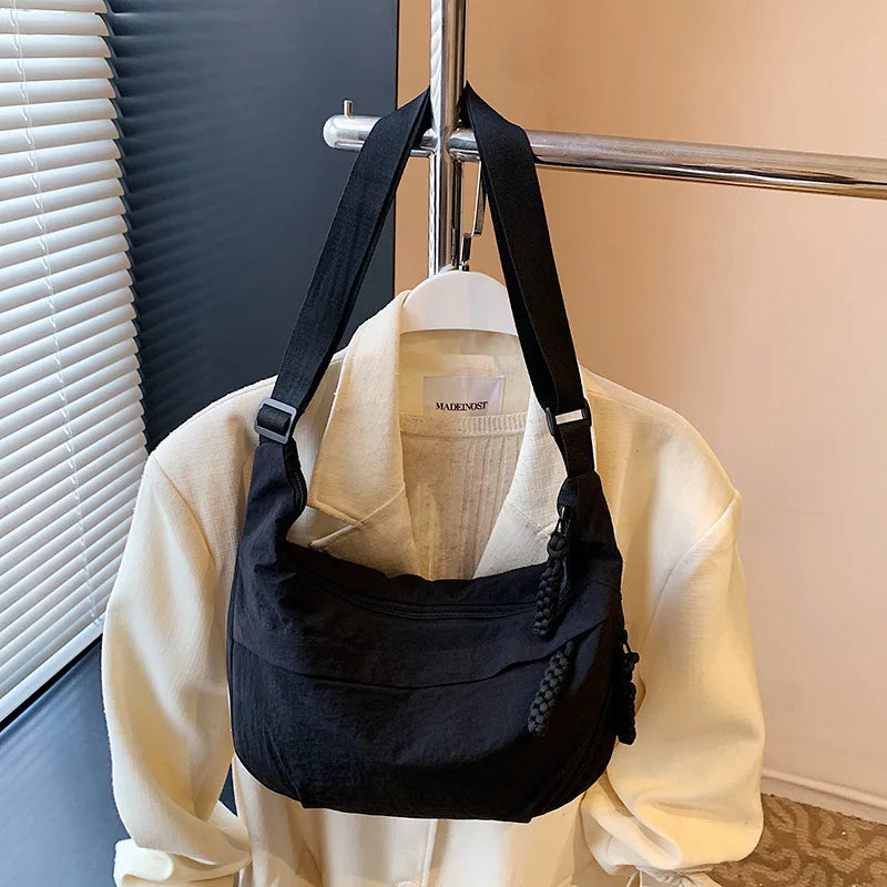 Crescent Crossbody Bag – Lightweight Nylon Shoulder Purse for Women