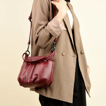PU Leather Bucket Bag for Women – Small Crossbody Shoulder Purse