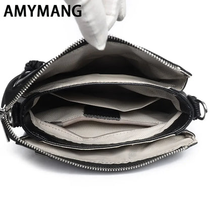 Genuine Leather Crossbody Bag – Women's 3-Layer Shoulder Purse