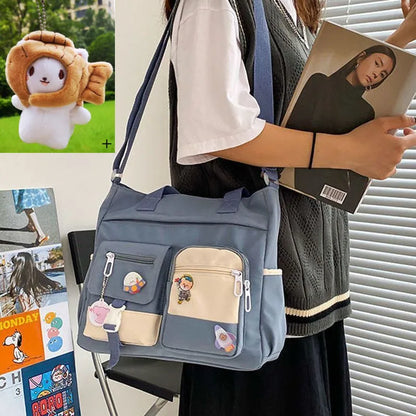 Kawaii Canvas Crossbody Bag – Japanese Style Shoulder Bag for Women & Students