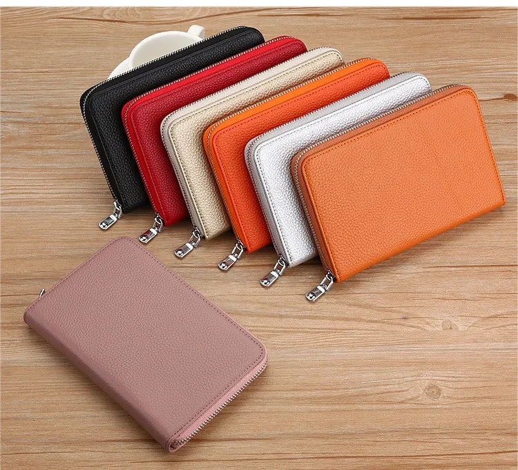 Genuine Leather Rfid Anti-Magnetic Card Case Cowhide Account Book Passbook Case Id Card Holder