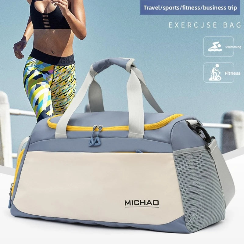 Multi Pocket Gym Duffle Bag Waterproof Versatile Sports Bag Wet Dry Separation Pocket Large Capacity