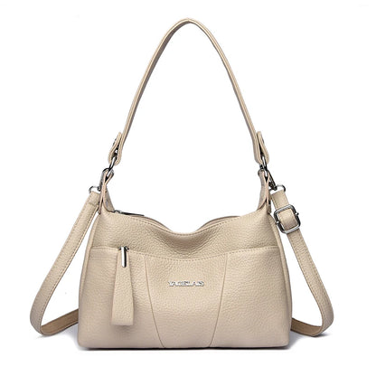 2-Layer PU Leather Crossbody Shoulder Bag for Women