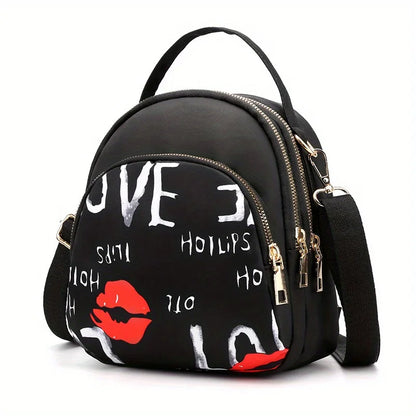 Multi Layer Crossbody Bag Mini Dome Handbag Ethnic Style Pattern Backpack Women